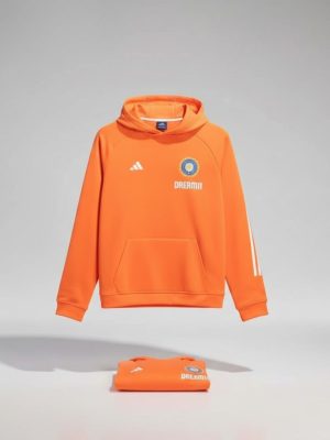 indian cricket hoodie orange front view