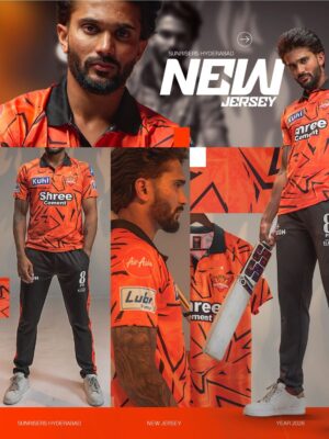 SRH 2026 Jersey with Your Name and Number - Premium 8 Sunrisers Hyderabad 2026 customized cricket jersey with name number, IPL fan edition orange jersey teehub jersey