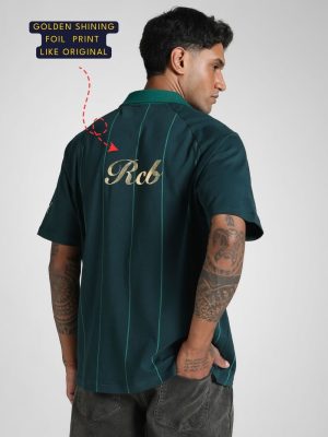 RCB green striped oversized travel T-shirt with gold foil
