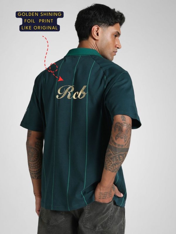 RCB green striped oversized travel T-shirt with gold foil