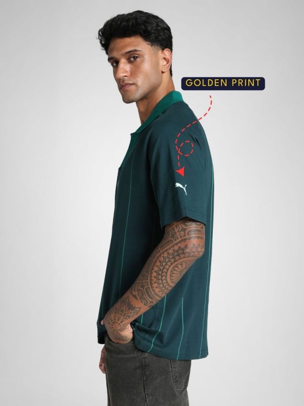 Stylish RCB green oversized tee with golden foil design