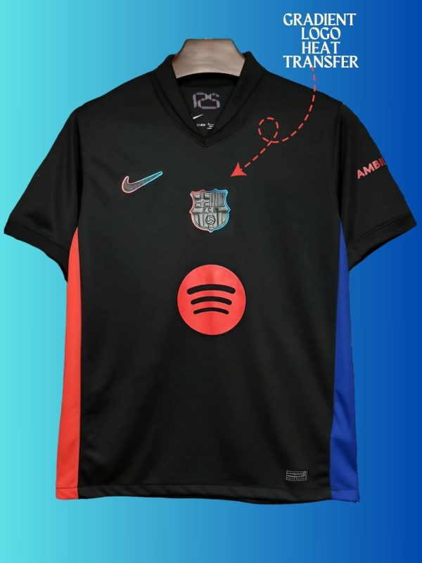 Barcelona away black jersey teehub Black Barcelona 2024 away jersey with gradient crest