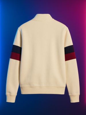 Vintage-inspired FC Barcelona oversized sweatshirt with color accents and zip collar.