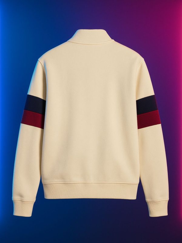 Vintage-inspired FC Barcelona oversized sweatshirt with color accents and zip collar.