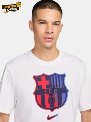 Barcelona club crest tee in white for Indian football fans
