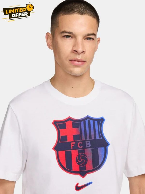 Barcelona club crest tee in white for Indian football fans