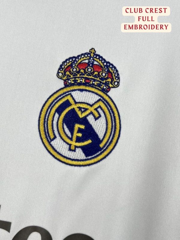 Front and back view of Real Madrid’s 2025/26 jersey featuring player customization.