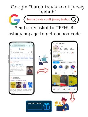 Barça x Travis Scott football jersey featuring custom artwork and logos - TEEHUB COUPON CODE barca travis scott jersey india