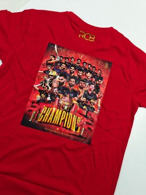 RCB WINNING TEE - PREMIUM COTTON - GOLDEN AND BACK FULL PRINT