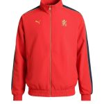 Royal Challengers Bengaluru red jacket, stylish fanwear with zipper and sporty fit, exclusive on Teehub.