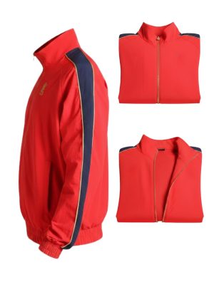 Premium red RCB outerwear jacket with modern sporty fit and signature team look, available only on Teehub.