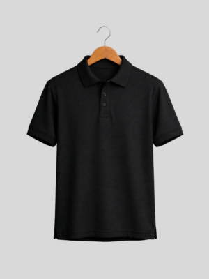 plain black polo tshirt front