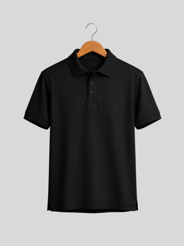 front black polo tshirt plain plain black polo tshirt front
