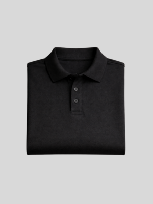 The FLAGSHIP Polo T Shirt - Plain POLO 6 plain black polo tshirt folded front