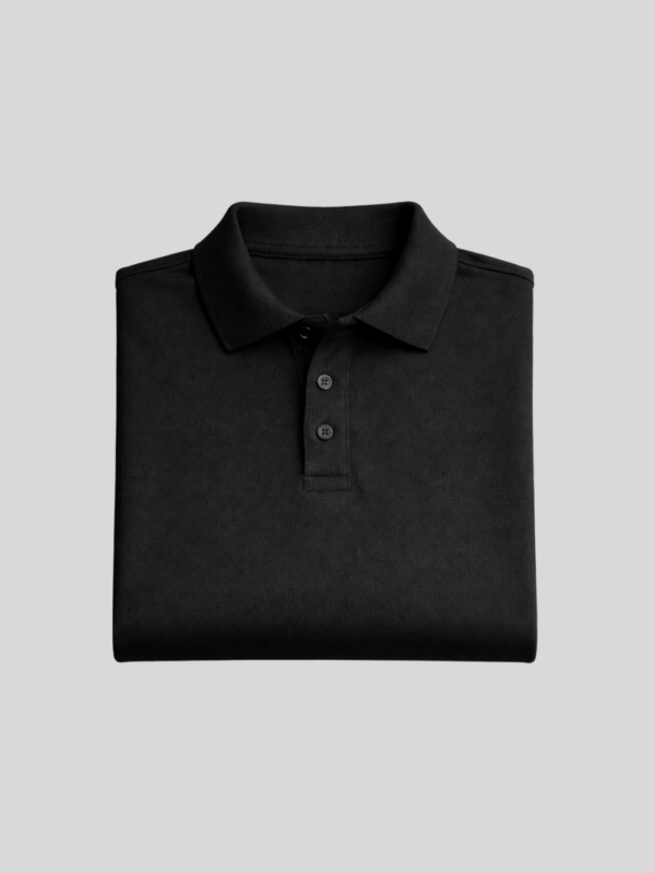 The FLAGSHIP Polo T Shirt - Plain POLO 2 plain black polo tshirt folded front