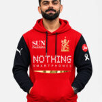 Virat Kohli RCB Red Hoodie 2026 Golden Edition with cricket fan-inspired design.