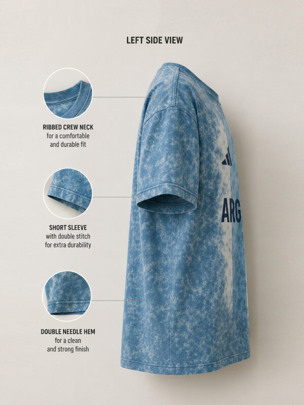 Argentina Acid Wash T Shirt - Oversized - 100% Cotton 3 Argentina Acid Wash 100% cotton oversized T-shirt featuring premium fabric, relaxed fit, and vintage-inspired design, only on TeeHub.