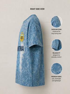 Argentina Acid Wash T Shirt - Oversized - 100% Cotton 9 100% cotton Argentina Acid Wash oversized graphic T-shirt with premium soft fabric and vintage streetwear style, exclusive to TeeHub.
