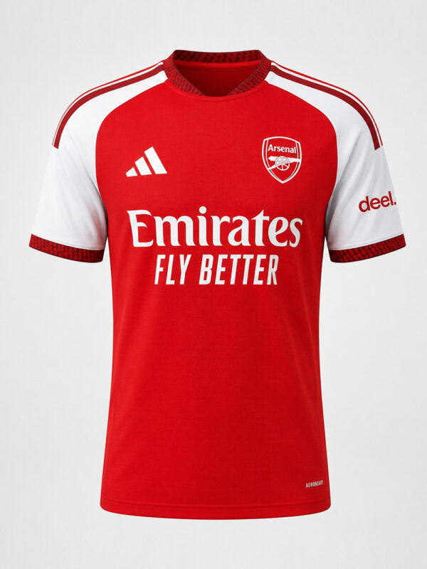 Arsenal FC 2627 Home Jersey-f1 rsenal FC 26/27 Home Jersey with customized name and number, premium soft sports fabric, regular fit, available only on TeeHub.