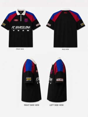 FCB Oversized Racing Polo - 100% Cotton 13 FCB oversized polo shirt with half zip, drop shoulder, and 100% premium cotton fabric, available only on TeeHub.