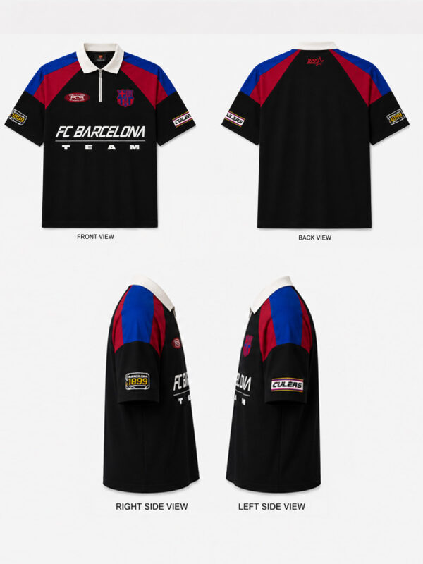 FCB Oversized Racing Polo - 100% Cotton 6 FCB oversized polo shirt with half zip, drop shoulder, and 100% premium cotton fabric, available only on TeeHub.