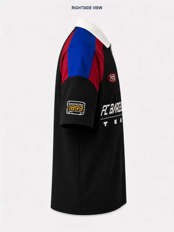 FCB Oversized Racing Polo - 100% Cotton 2 FCB Racing Barca oversized cotton polo shirt with half zip collar, drop shoulder design, and premium finish from TeeHub.