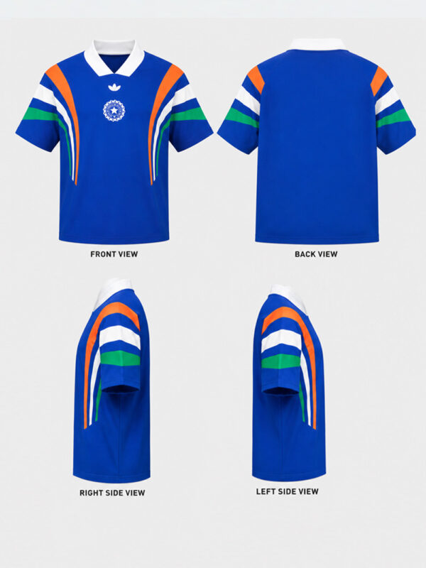 Team Indian Shoulder Tricolor T Shirt 5 India cricket fan T-shirt by TeeHub featuring shoulder tricolor design and premium V-neck regular fit.