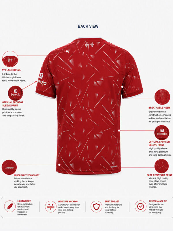 Liverpool FC 26/27 Home Jersey | Name And Number Edition 5 Liverpool FC Home Jersey 26/27 with regular fit, premium sports fabric, and custom name printing, exclusive to TeeHub.