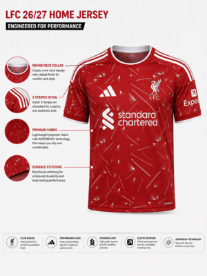 Liverpool FC 26/27 Home Jersey | Name And Number Edition 11 Liverpool FC 2026/27 Home football jersey featuring premium soft sports fabric and customized name and number, TeeHub exclusive.