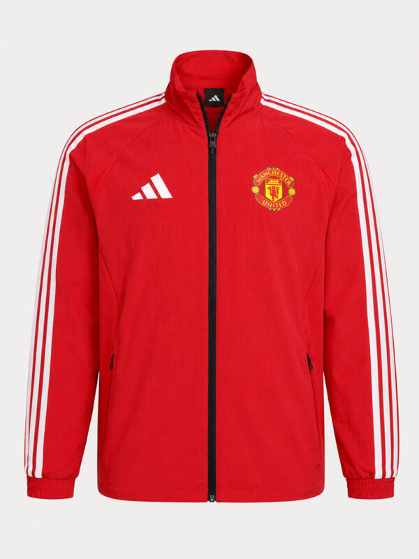 Manchester United Home Jacket-F Manchester United Home Anthem Jacket with stand-up collar and regular fit available only on TeeHub