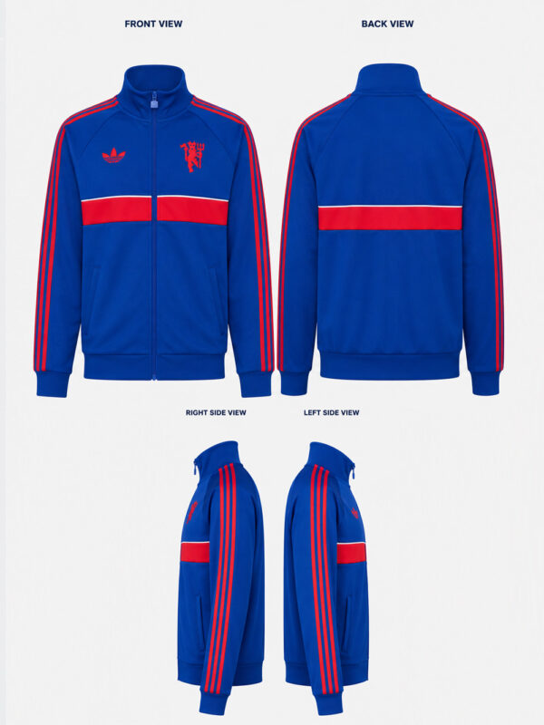 Manchester United Track Top Jacket - New Season 5 Manchester United stand-up collar track jacket with front zipper closure and premium sports fabric by TeeHub.