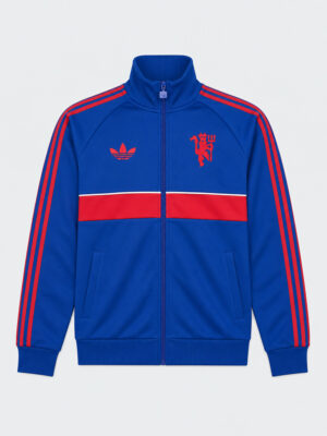 Manchester United Track Top Jacket New Season by TeeHub featuring premium sports fabric, stand-up collar, front zipper closure, and regular fit.