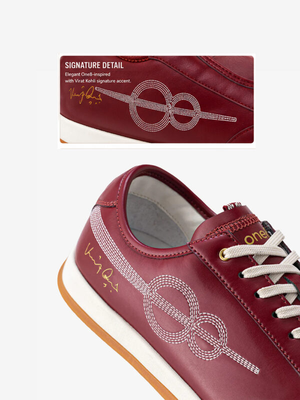One8 Red Ball Shoe - One red Shoe Most Affordable 4 One8 Red Ball affordable sneaker in premium synthetic leather with Virat Kohli signature accent and regular fit, available on TeeHub.