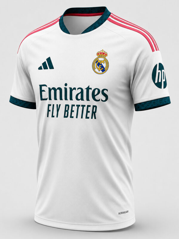 Real Madrid Jersey 26-27-F-2 ALT TEXT Premium Real Madrid 2026/27 Home football jersey with personalized name and number, breathable sports fabric from TeeHub.