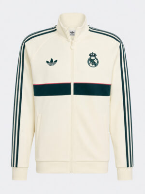 Real Madrid Track Top Jacket New Season by TeeHub featuring premium sports fabric, stand-up collar, front zipper closure, and regular fit.