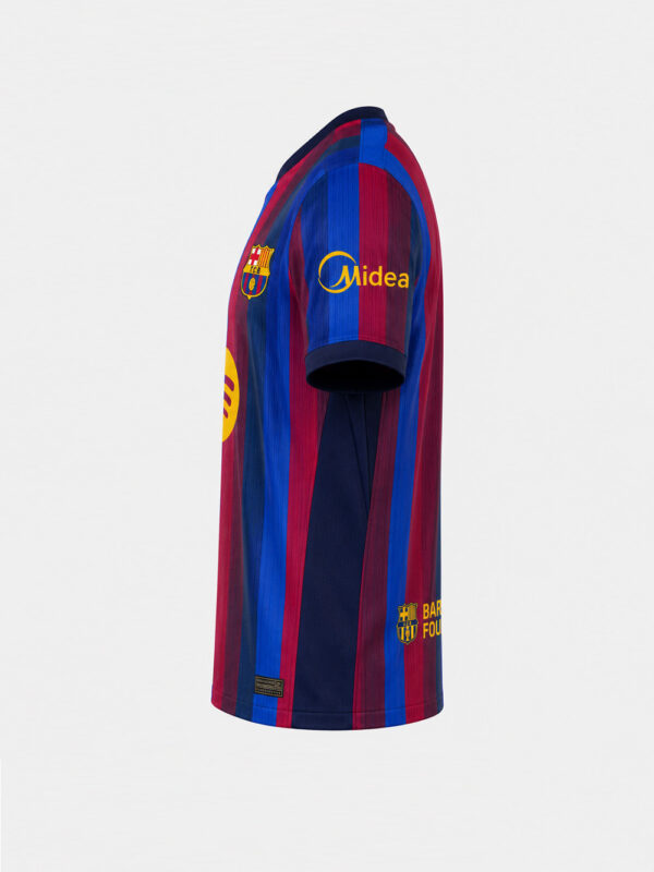 FC Barcelona 2026/2027 customized football jersey with premium soft fabric and iconic blaugrana stripes, exclusive to TeeHub.