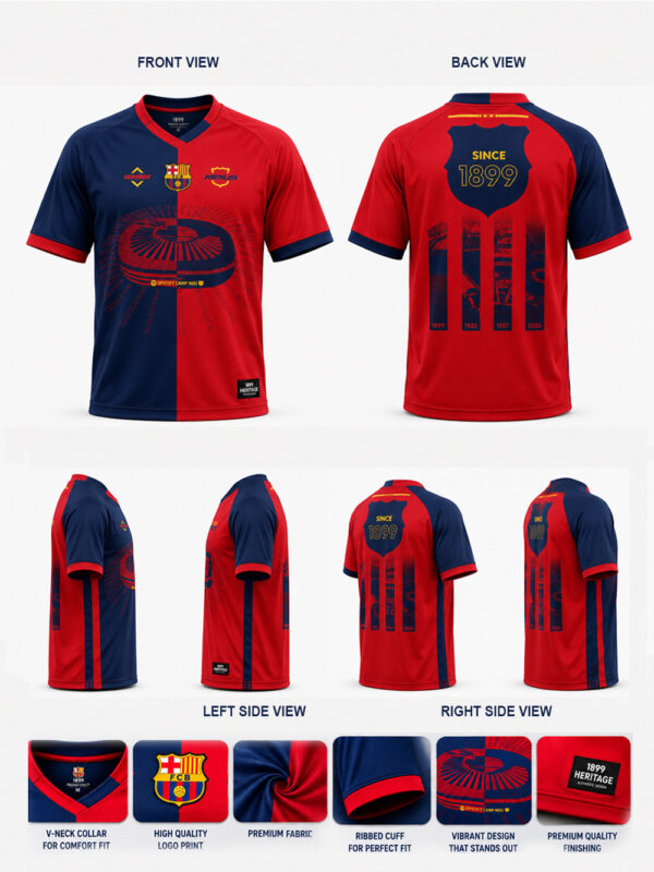 Barcelona 2026/2027 Home Jersey in premium soft fabric with custom name and number printing, exclusive TeeHub football apparel.