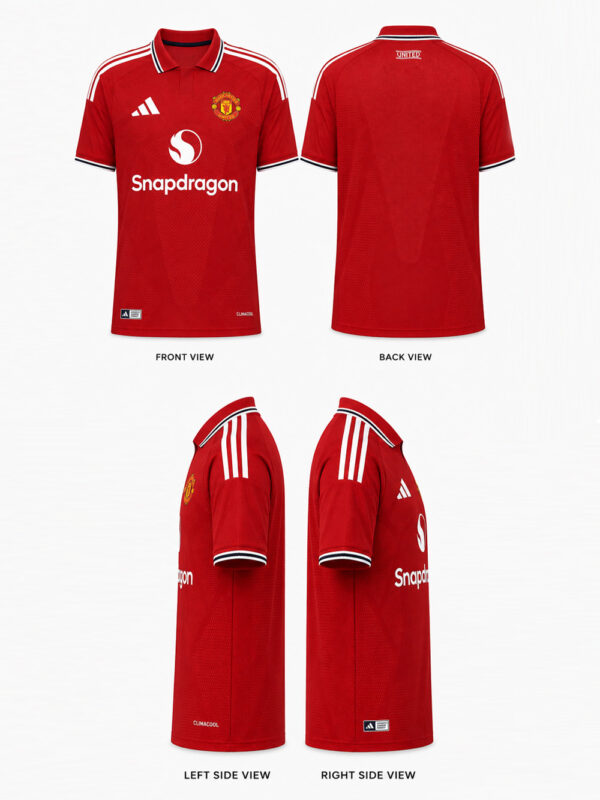Premium Manchester United 2026/27 Home soccer jersey with regular fit and custom name and number, exclusive to TeeHub.