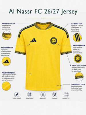 Al Nassr FC 26/27 Jersey - New Season 7 Al Nassr FC 26/27 premium football jersey regular fit by TeeHub