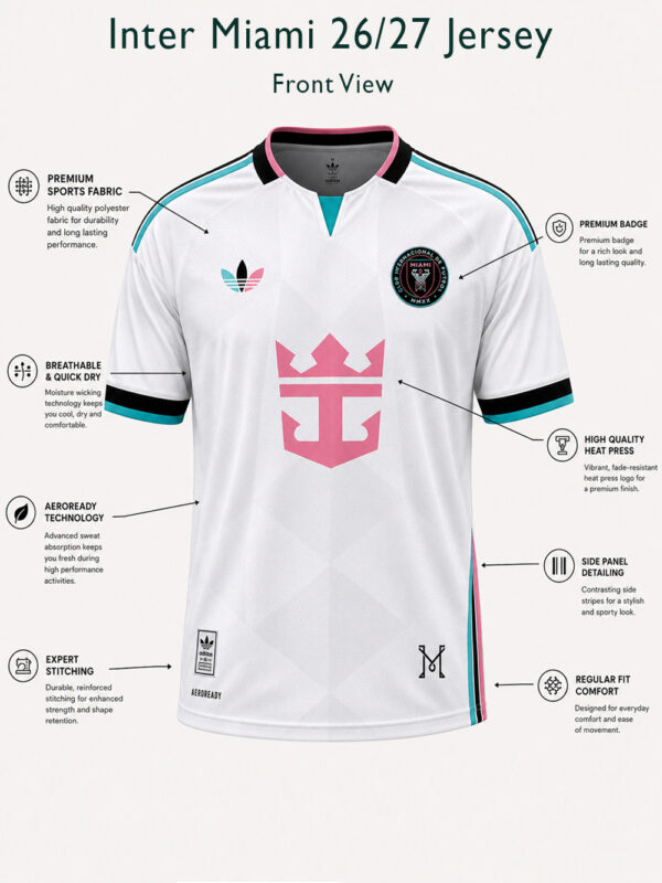 Inter Miami 26/27 Jersey โ New Season 3 Inter Miami 26/27 football jersey premium sports apparel available on TeeHub.
