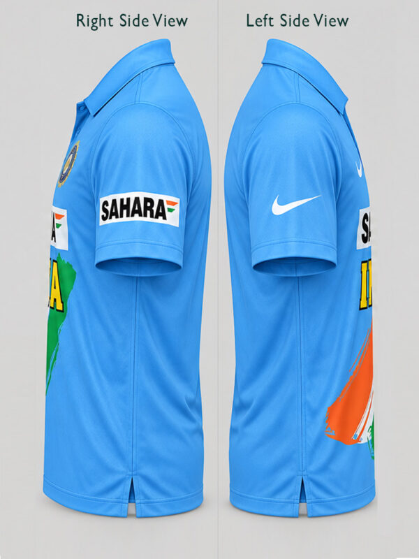 Team India 2003 Retro Blue World Cup Jersey customized name number premium cricket apparel.