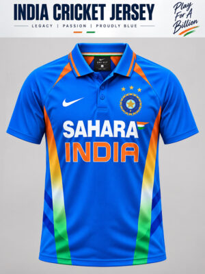 Team India World Cup Jersey 2011 Retro Blue Limited Edition with customized name and number by TeeHub.