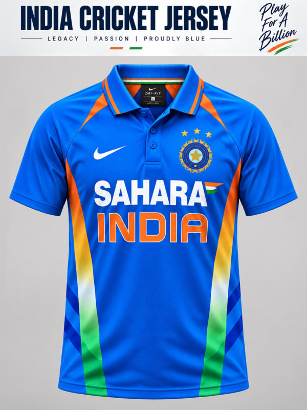 Team India World Cup Jersey 2011 Retro Blue Limited Edition with customized name and number by TeeHub.