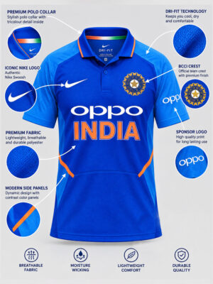 Team India 2018 Limited Edition Blue Jersey featuring premium sports fabric and regular fit.