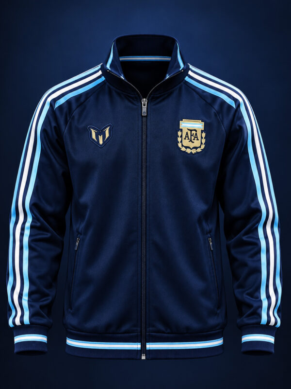 Messi Farewell Jacket 2026 | Premium Edition 5 Messi Farewell Jersey 2026 Premium Edition in regular fit with stand-up collar and full closure zipper.