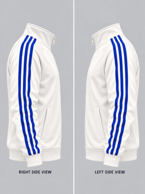 Team India White and Blue Striped Sports Jacket featuring a bold Big Stripes design.