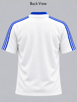 White and Blue Team India Flat Neck Cricket Jersey featuring bold big stripes by TeeHub.