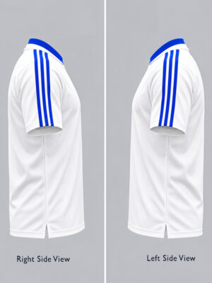 Team India White and Blue Big Stripes Jersey with flat neck styling and premium sports fabric from TeeHub.