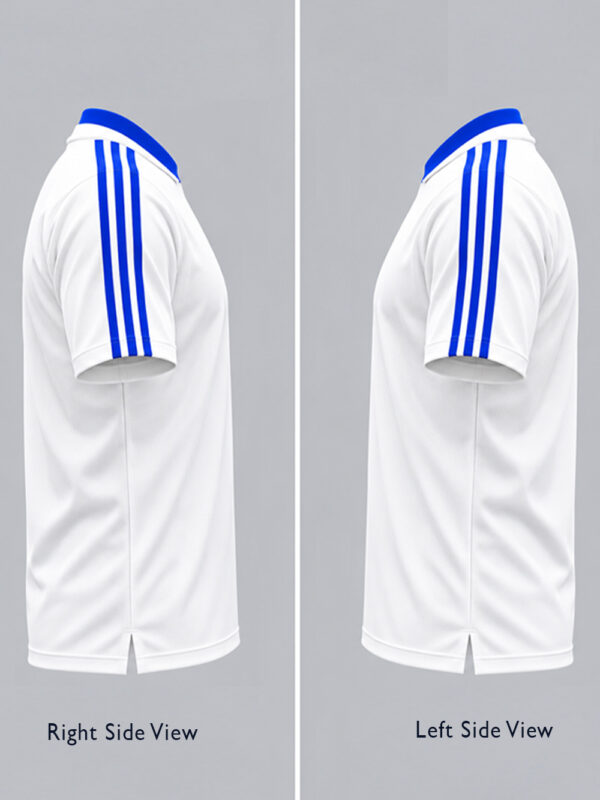 Team India White and Blue Big Stripes Jersey with flat neck styling and premium sports fabric from TeeHub.