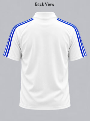 Team India New White and Blue Polo T Shirt - Big Stripes 5 Team India New White and Blue Polo T-Shirt with Big Stripes, premium sports fabric and regular fit by TeeHub.